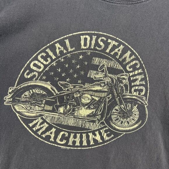 Hot Leathers Shirt Men's 2XL Black Faded Social Distancing Biker Y2k Motorcycle - Picture 6 of 9